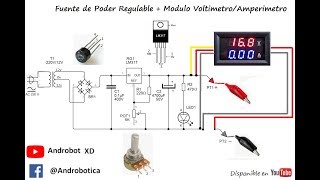 DIY Fuente Regulable  Módulo VoltímetroAmperímetro TUTORIAL PROTOBOARD [upl. by Annael]