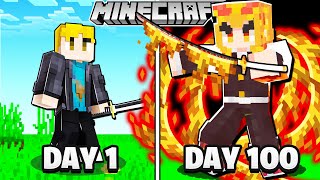 I Survived 100 DAYS in Minecraft DEMON SLAYER as RENGOKU [upl. by Nixon]