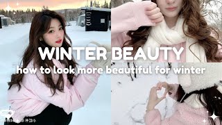 how to look more beautiful for winter ❄️⛄️ skincare makeup outfit [upl. by Aicnorev]