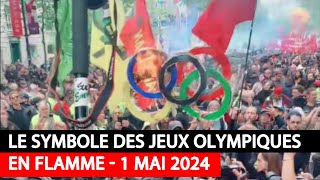 Le Symbole des Jeux Olympiques en flamme  1 Mai 2024 Paris [upl. by Jenilee]