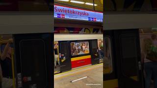 Warsaw Subway M2 Train arriving and departing Świętokrzyska Station Direction Bródno [upl. by Fadden]