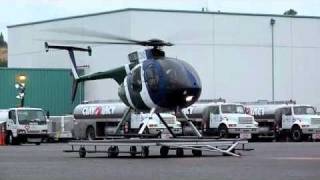 MD500 Helicopter Start uppad takeoff and landing at KBFI Seattle [upl. by Arrakat558]