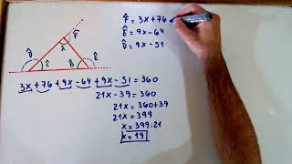 Ecuaciones con Triángulos  Suma de los ángulos exteriores e interiores  Ejemplo 1 [upl. by Reagen]