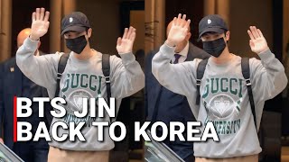 BTS Jin Departure From Milan and Return to Korea After Gucci Fashion Show  Jin 진 Milan 2024 [upl. by Ennalorac]