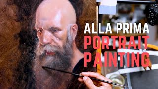 How to PAINT a PORTRAIT in OILS in ONE SITTING Alla Prima Painting Techniques [upl. by Marchall]