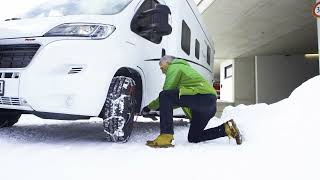 Schneeketten beim Wohnmobil aufziehen  So geht Schneeketten Montieren bei Wohnmobilen [upl. by Aitnis]