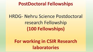 Postdoctoral Fellowship I HRDG Nehru Science Postdoctoral research Fellowship for CSIR Laboratories [upl. by Rhys145]