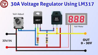 LM317 adjustable voltage regulator 030v 30A [upl. by Gayn824]