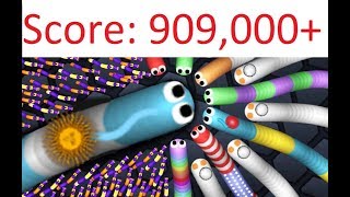 World record in slitherio  Score  909000 High lights 세계 기록 世界記録 [upl. by Kentiga]