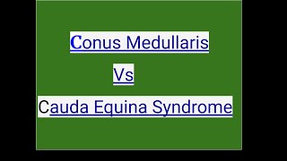 Conus Medullaris Vs cauda Equina Syndrome [upl. by Aryamo]