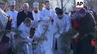 Orthodox Christians celebrate Epiphany in Kiev [upl. by Adnimra]