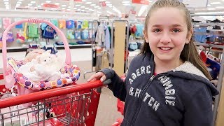 Shopping with Reborn Baby Doll Shilo for Newborn Baby Supplies at Target Shopping Haul [upl. by Ollehto]