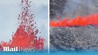 Lava erupts from Hawaiis Kilauea volcano as USGS gives upclose view [upl. by Eagle]