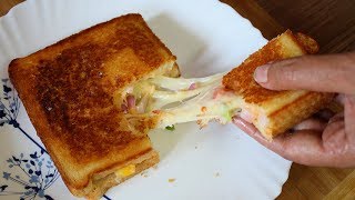 Bread Pizza Sandwich on Tawa Recipe  2 minute cheese recipe [upl. by Dacia41]