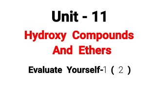 Evaluate Yourself 12  Hydroxy Compounds And Ethers  TN 12th Chemistry  Unit 11  in Tamil [upl. by Hillier]