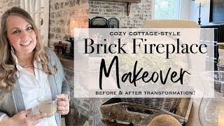 Brick Fireplace Makeover Before and After Transformation  2024 [upl. by Couchman]