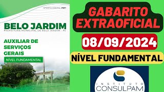 GABARITO EXTRAOFICIAL  Auxiliar de Cozinha  Belo JardimPernambuco  Nível Fundamental  CONSULPAM [upl. by Naaitsirhc]