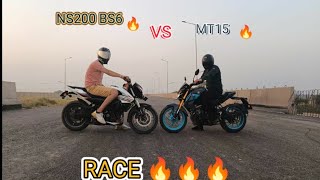 MT15 BS6 VS NS 200 BS6  TOP SPEED  RACE 🔥🔥💯 [upl. by Niwrek364]