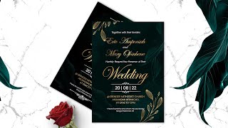 How To Design an ELEGANT WEDDING INVITATION CARD  Photoshop Tutorial [upl. by Elinet]