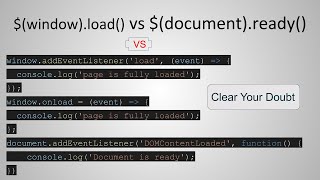 documentready Vs windowonload in jquery  How to write documentready in vanilla JavaScript [upl. by Vitek]