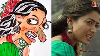 Pushpa Srivalli Meme Drawing Song Allu Arjun Rashmika MandanaSanjeeb Funny Arts [upl. by Merlina410]