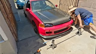 B20vtec EJ1 Civic DiY Wheel alignment check [upl. by Ahsied]