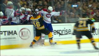 PK Subban elbows David Krejci turtles wSlowMo 11212 [upl. by Hepsoj]