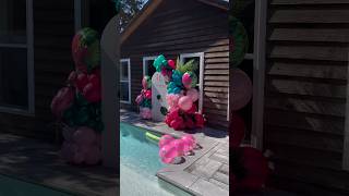 Love Island themed Birthday balloon backdrop hawaian tropical flamingo diy balloongarland bday [upl. by Leonerd]