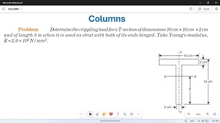 Columns07Numerical problemCrippling load for T section column [upl. by Madonna]