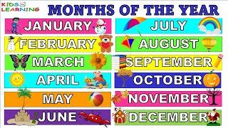 Months of the year with spellings I Months name in english for kids I Learn 12 months of the year [upl. by Ahcsat]