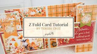 Beautiful ZFold Popup Card Tutorial Easy Fall Craft With Graphic 45 Paper amp Stickers [upl. by Newkirk374]