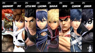 Ganondorf VS Pit VS Little Mac VS Lucina VS Shulk VS Ryu VS Chrom VS Joker Super Smash Bros Ultimate [upl. by Atsirk186]