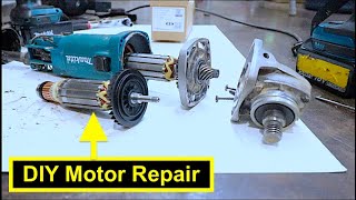 Makita 9557NB Angle Grinder Armature Replacement  Burnt Motor Repair [upl. by Brott]