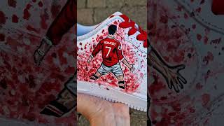 How to custom hand paint Nike AF1 sneakers  Manchester United FC logo and Cristiano Ronaldo [upl. by Amesari559]