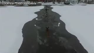 ICY DEER ESCAPE CAUGHT ON DRONE VIDEO [upl. by Ssilb]