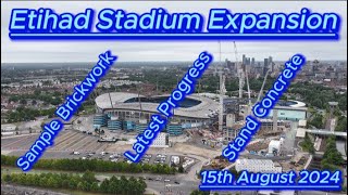 Etihad Stadium Expansion  15th August 2024  Manchester City FClatest progress drone update city [upl. by Ahsinor]