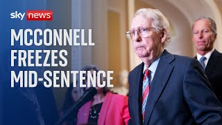 Senate Republican Mitch McConnell freezes during news conference [upl. by Territus424]