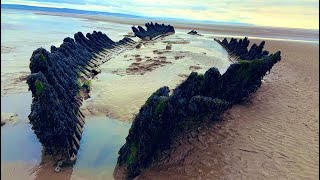 Exploring the wreck of the SV Nornen on Berrow Beach [upl. by Allimac]