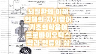 뇌질환 자기방어 의학용어 유산균 약 개념정리 노트필기  대학 전공교양  중간고사기말고사  볼펜ASMR [upl. by Euqimod]