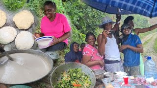 Lets Try Something New Breadfruit Peanut Porridge W Bake Breadfruit Biscuits amp Callaloo amp saltfish [upl. by Ecinev]