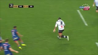 Sisa Koyamaibole effortless tackle bust and offload gains Brive metres vs Grenoble 2014 [upl. by Ahsieat958]