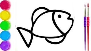 Coloring pages how to draw color fish drawing  Fish 🐠 drawing for beginners by Arya 54 [upl. by Arhat]