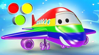 Learn Colors with Airplane for Kids Finger Family Nursery Rhymes [upl. by Atinad]