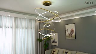 Akeelighting MD5076 5 Ring Chandelier Lighting installation Instruction [upl. by Nnairac]