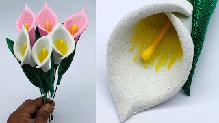 Easy Paper Tulip Flower  Flowers from foamiran DIY  How to Make Flowers From Glitter Foamiran [upl. by Alyk]