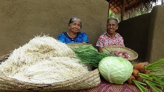 Veg Noodles Recipe ❤ Chilli Garlic Hakka Noodles prepared by Grandma and Mom  Village Life [upl. by Naletak]