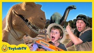 Life Size GIANT Dinosaur Theme Park with Dino Hunt amp Dinosaurs Toy Opening [upl. by Hamann]