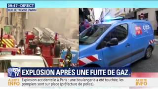 Explosion dune boulangerie à Paris le 12 janvier 2019 suite à une fuite de gaz Direct BFMTV [upl. by Nnayd800]