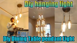 Diy Dining Table pendant Light  Diy hanging lamp light  hanging lamp installation  new hanging [upl. by Aihsiym476]