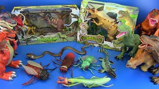 Dinosaurs toys  GIANT INSECTS toys jurassic world  SPINOSAURUS  TREXTYLOSAURUSCRETACEOUS [upl. by Onaicram]